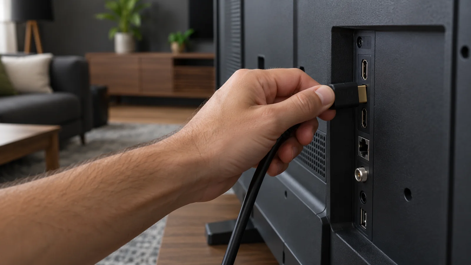 IPTV setup guide illustration: connecting streaming hardware via HDMI.